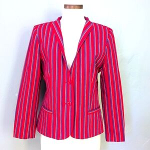 VTG Abvien red & purple striped 2 button blazer. 13/14. Medium